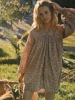 Doen Marguerite Baby Doll Long Sleeved Cottagecore Prairiecore Dress Size XS